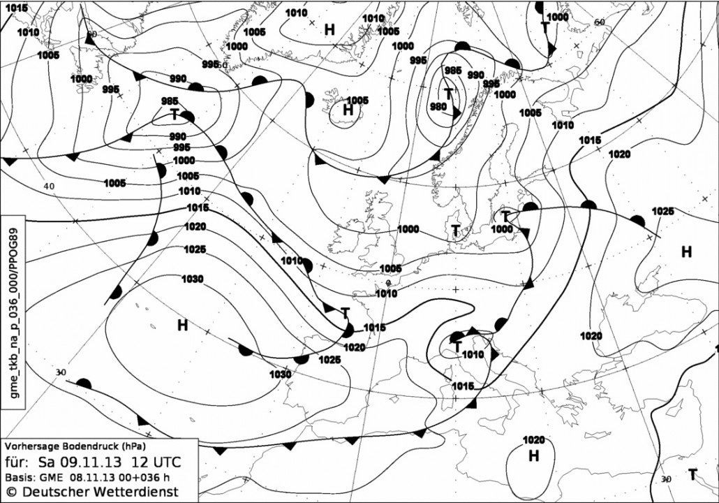 carte isobarique noir et blanc