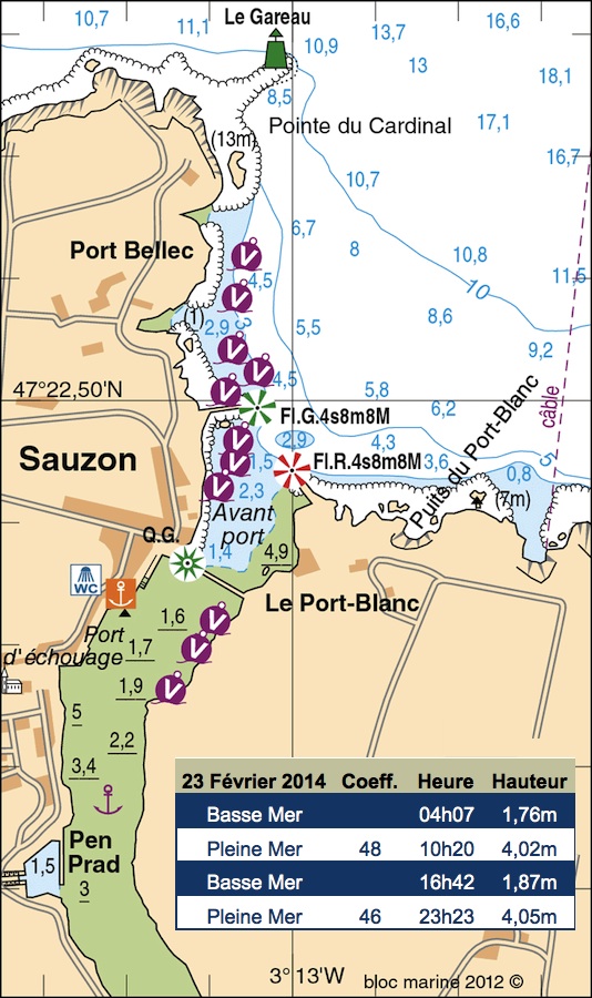 carte du port de sauzon pour exercice