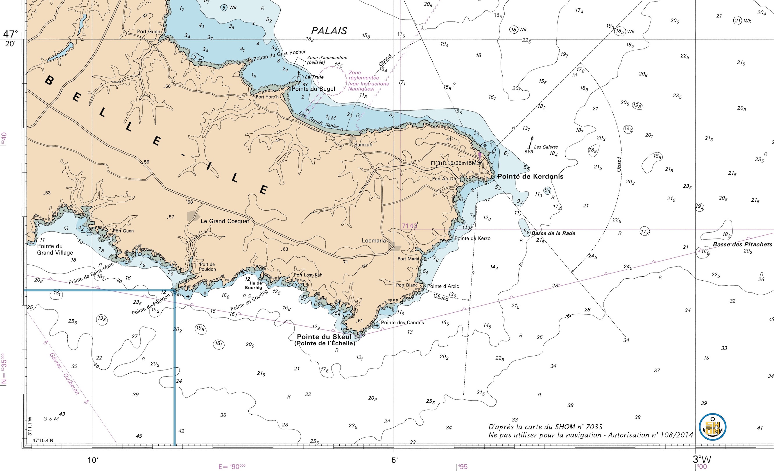 extrait carte de la carte marine 7033